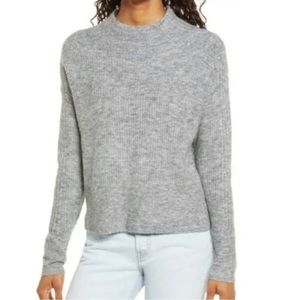 New! All in Favor funnel neck long sleeve knit sweater, gray, women's large
